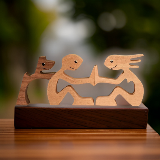 Nivora - Sculpture en Bois Fait Main Chien & Maître