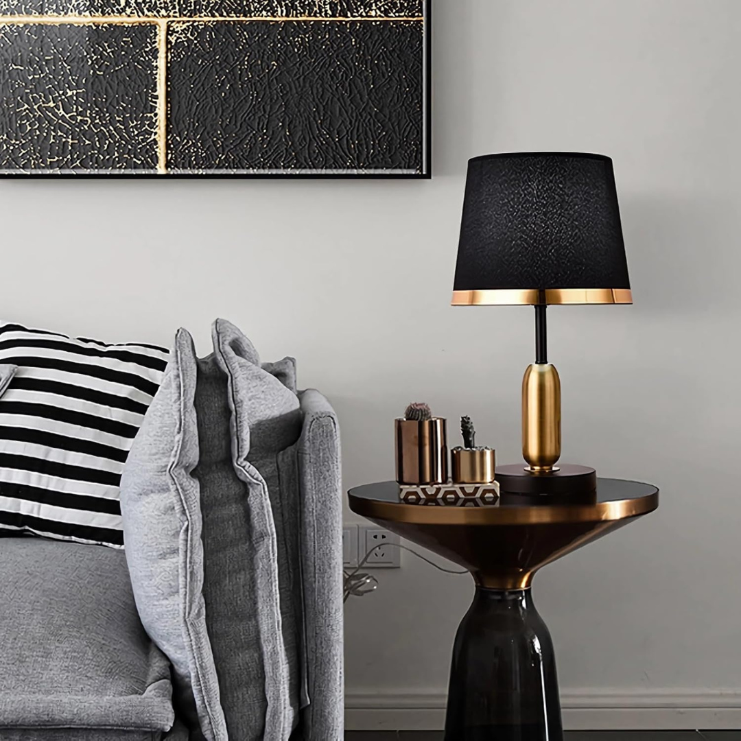 Ombrelle – Lampe de Table Moderne avec Abat-jour en Tissu Noir