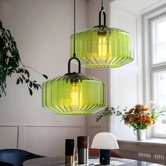 Orlane - Suspension Rétro en Verre Coloré
