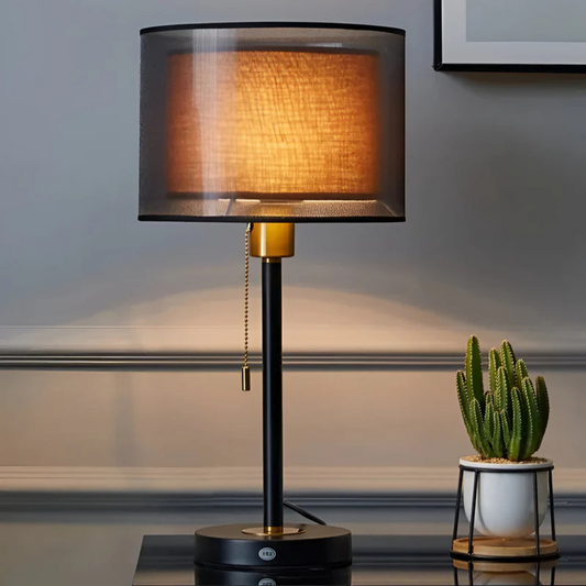 Auriane - Lampe de Table avec Double Abat-jour en Tissu