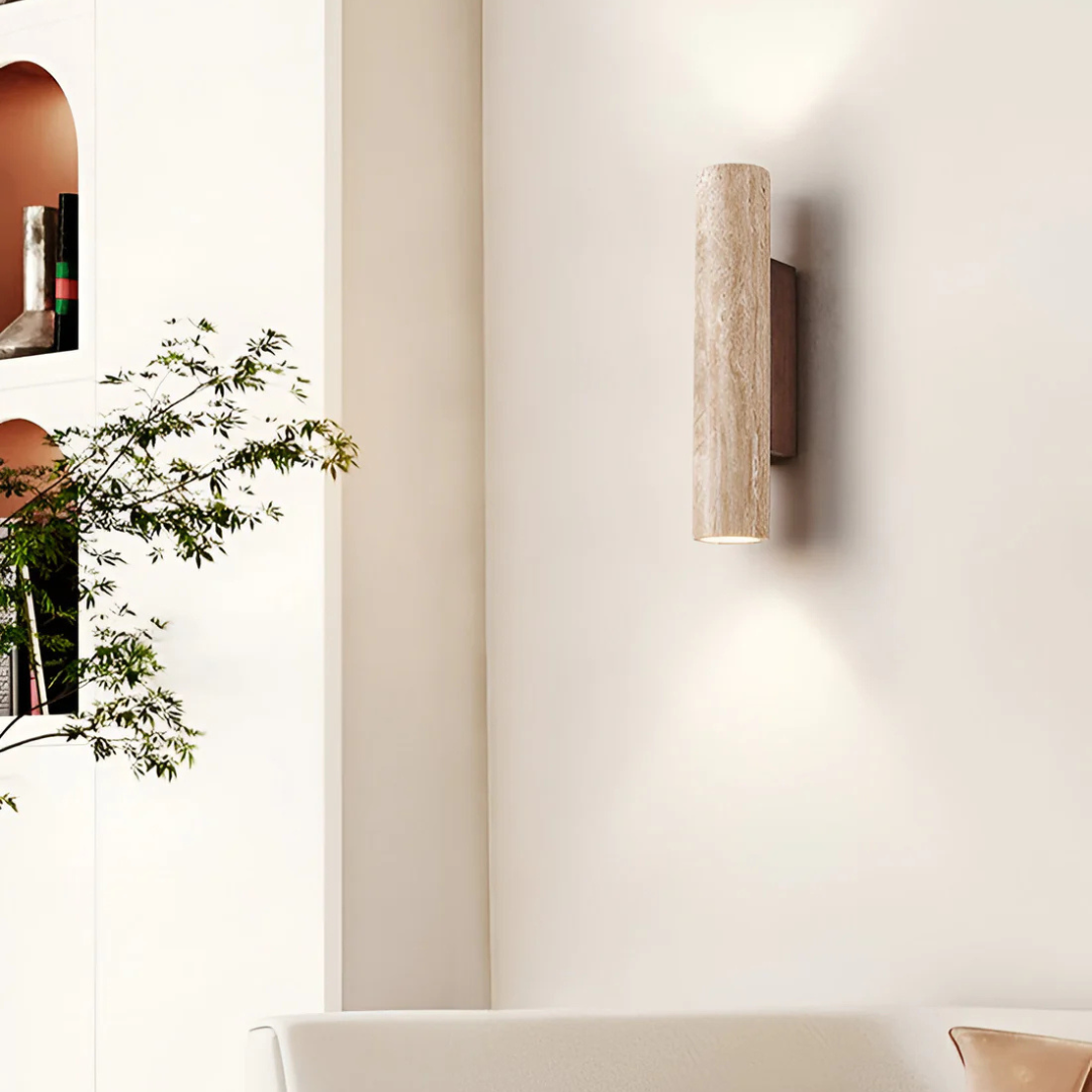 Kyra - Applique Murale Tube En Travertin Style Japandi