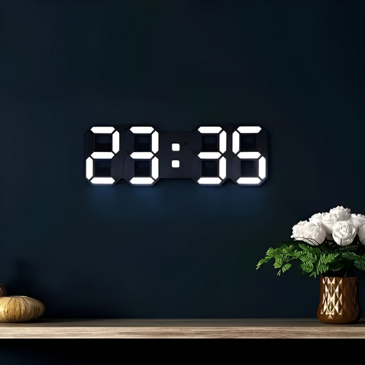 Thalea - Horloge Murale LED Numérique 3D Moderne