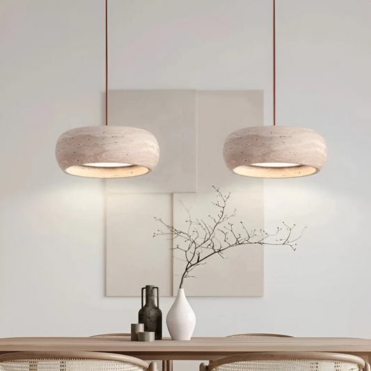 Nysa - Lampe Suspendue En Pierre De Travertin Style Wabi Sabi