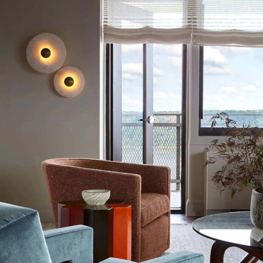 Helia - Applique Murale Ronde LED En Albâtre Style Nordique