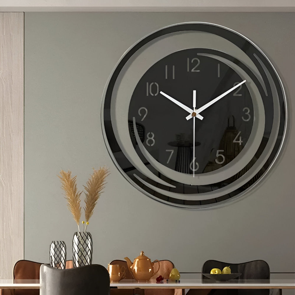 Marcellis - Horloge Murale Noire en Acrylique Design Scandinave
