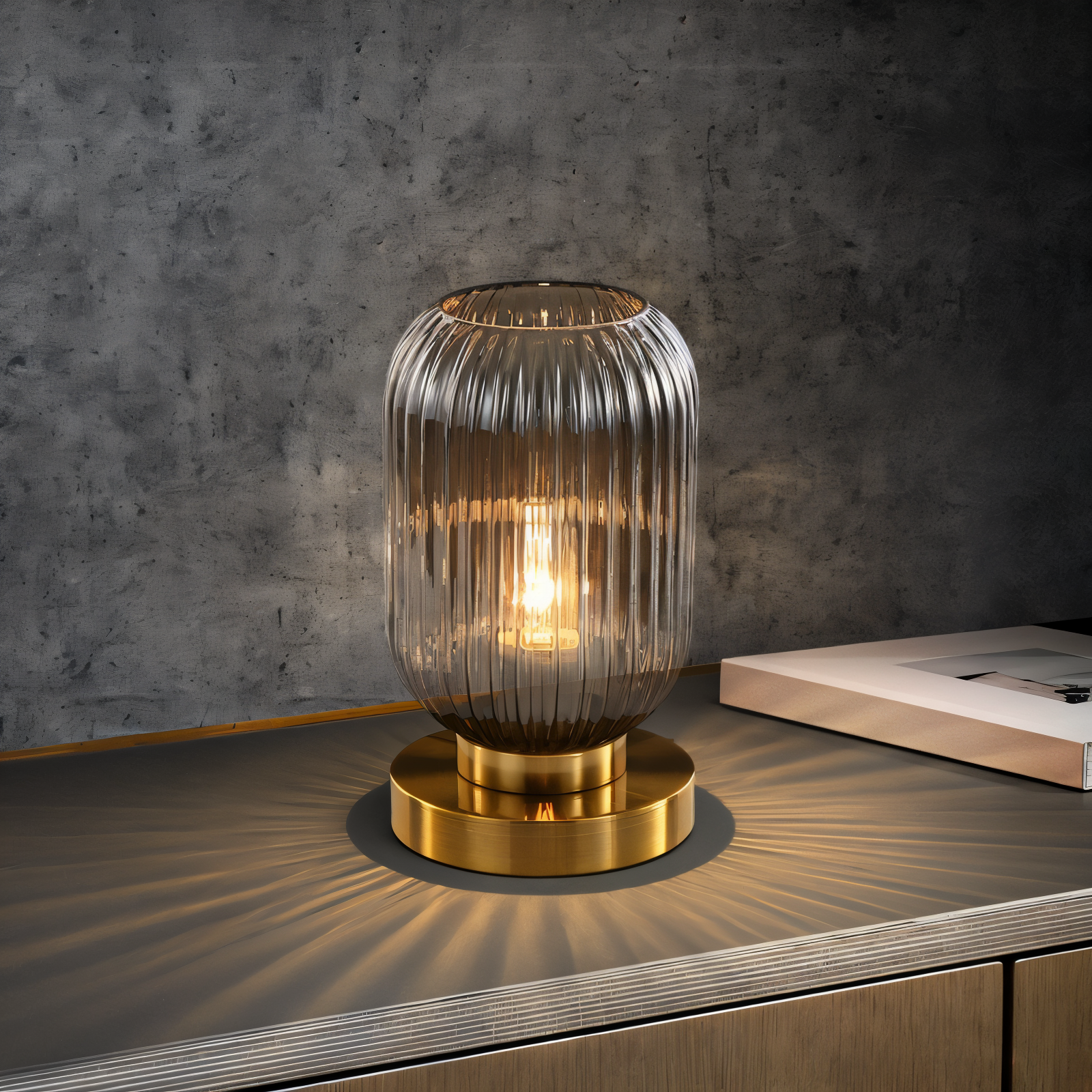 Olyra - Lampe de Table Nordique en Verre Nervuré