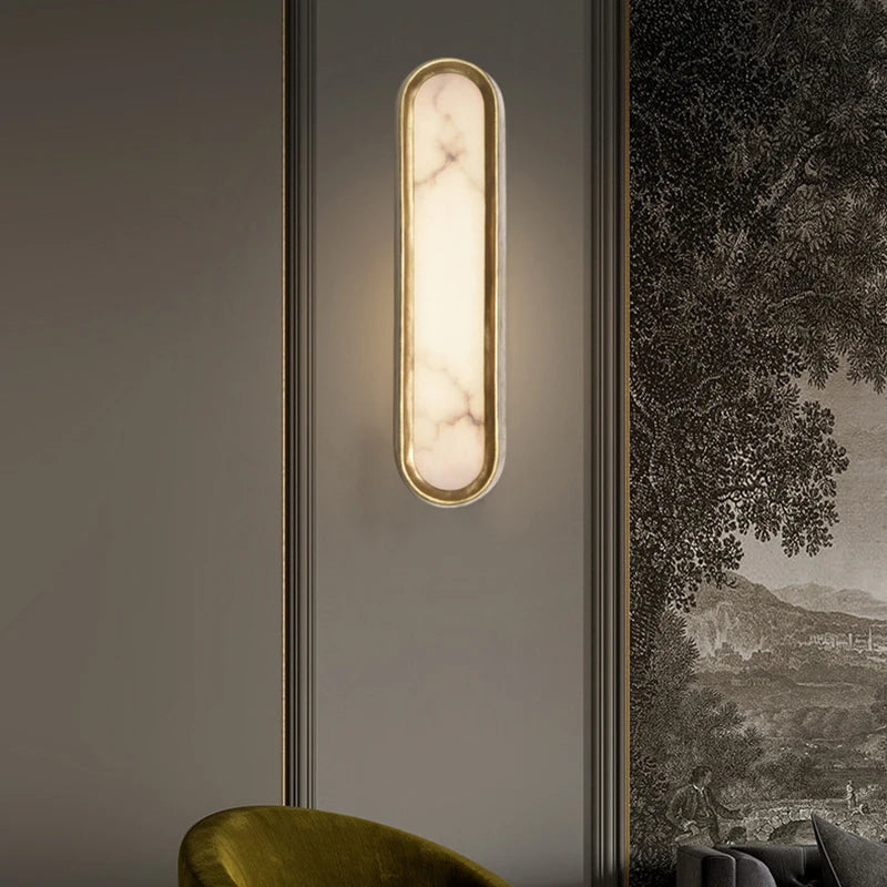 Lumenia - Applique Murale Ovale En Marbre Naturel Avec Éclairage LED