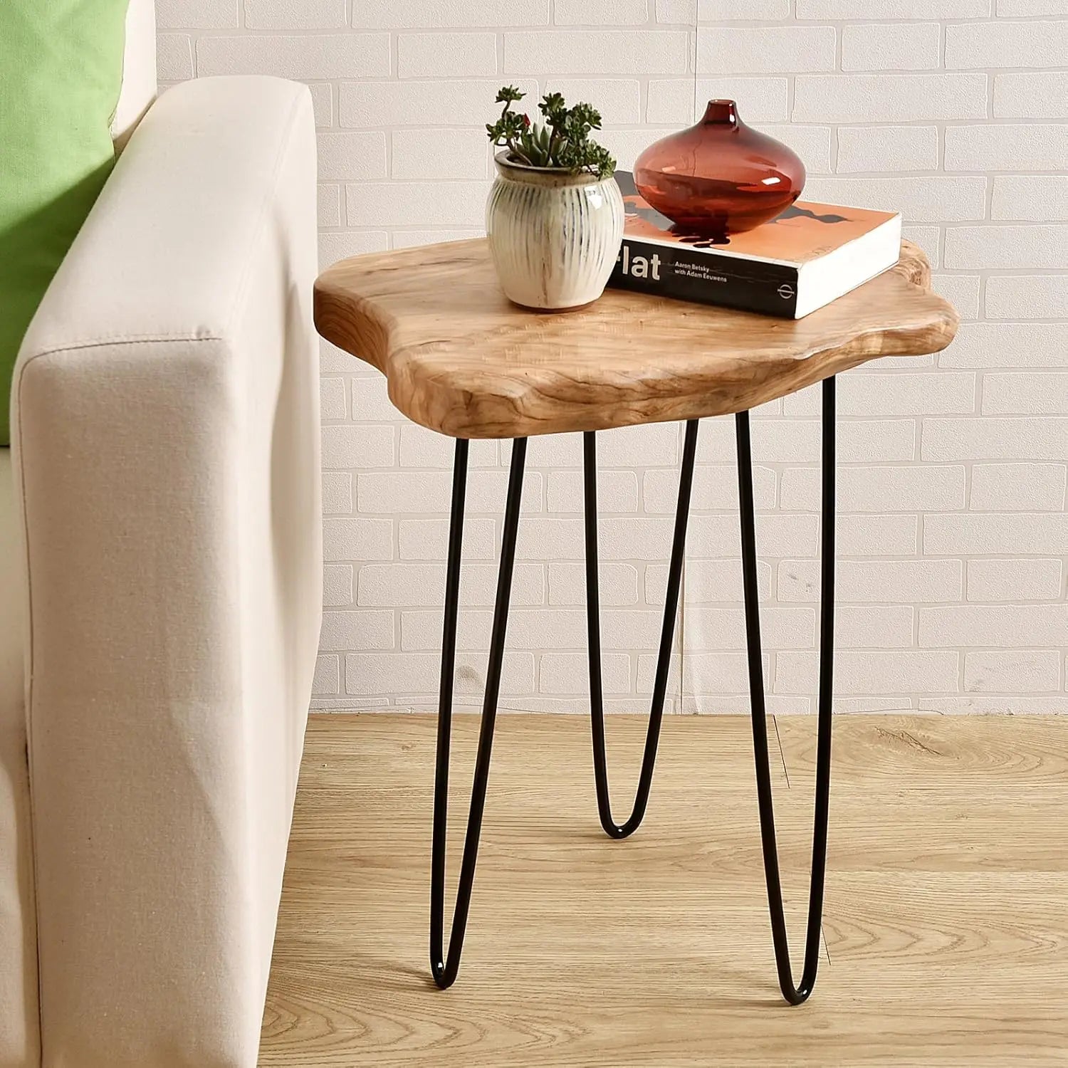 Pyraeon - Table d’Appoint en Bois Naturel