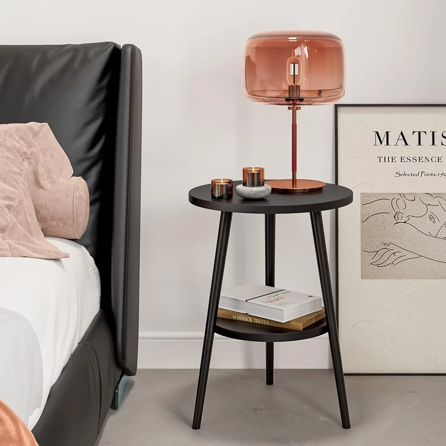 Cirenya - Table d’Appoint Ronde à Deux Niveaux au Design Moderne